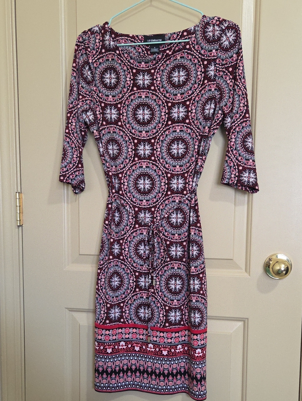 Liz Claiborne Pink and Black Medallion-Print Midi Dress